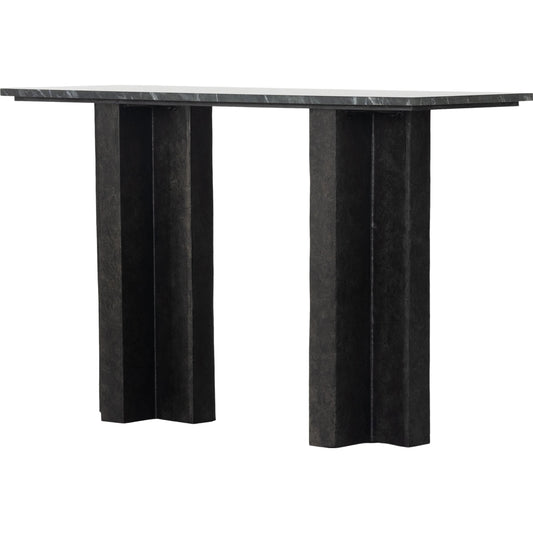 Terrell Console Table by Four Hands. Made from solid marble, aluminum in a modern style.