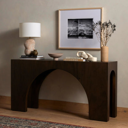 Fausto Console Table by Four Hands. Made from thick guanacaste veneer in a modern style.