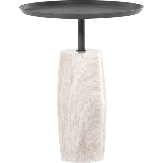 Cronos End Table by Four Hands. Made from aluminum, solid marble in a modern style.