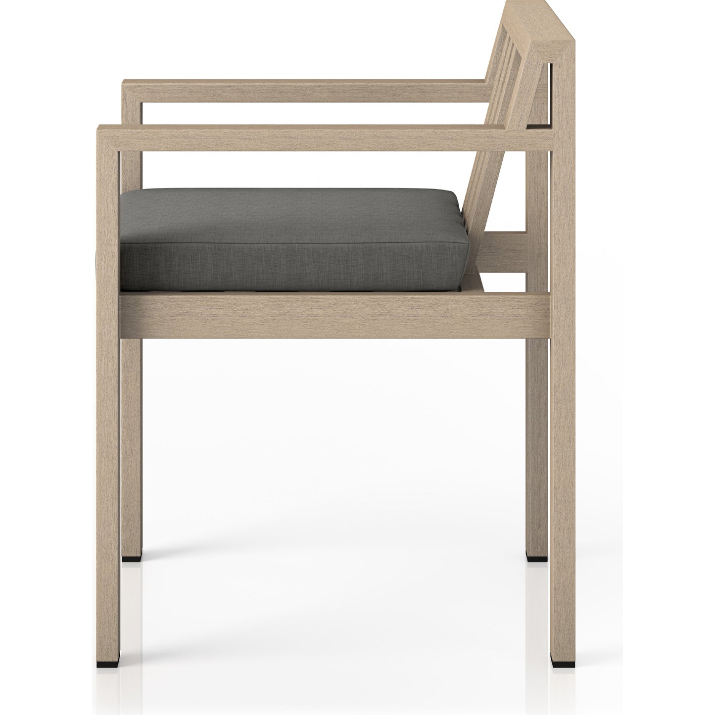 009 SI-1799870 | Additional Silo | Monterey Outdoor Dining Armchair, Washed Brown by Four Hands in washed brown. Made from 100% olefin, solid fsc®-certified teak, 91% polyurethane foam pad, 9% polyester fiber batting in a modern style.