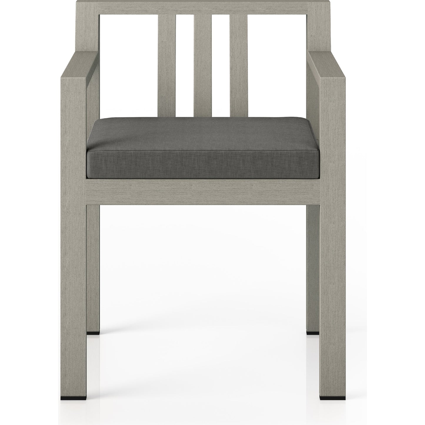 009 SI-1799875 | Additional Silo | Monterey Outdoor Dining Armchair, Weathered Grey by Four Hands in weathered grey. Made from 100% olefin, solid fsc®-certified teak, 91% polyurethane foam pad, 9% polyester fiber batting in a modern style.