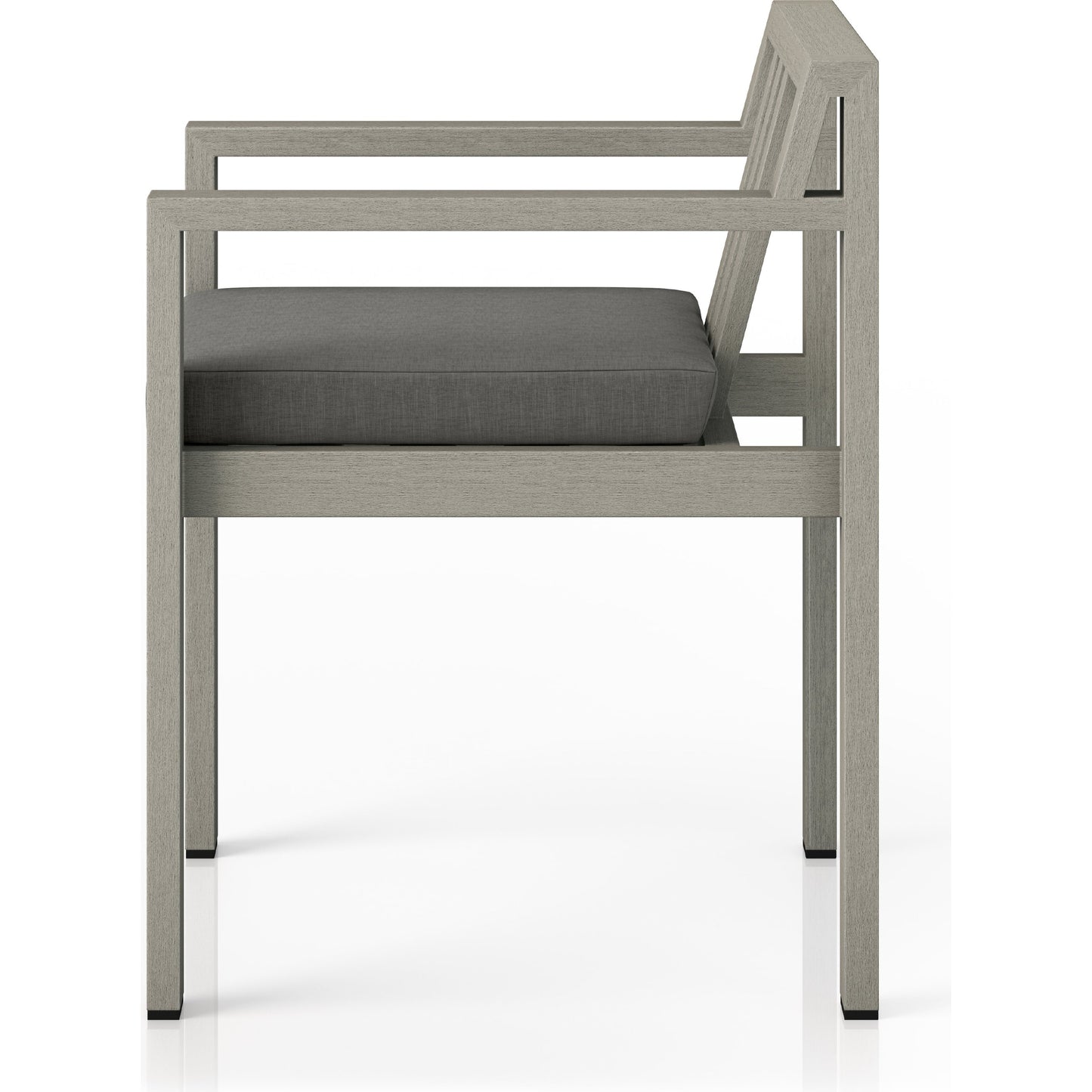 010 SI-1799875 | Additional Silo | Monterey Outdoor Dining Armchair, Weathered Grey by Four Hands in weathered grey. Made from 100% olefin, solid fsc®-certified teak, 91% polyurethane foam pad, 9% polyester fiber batting in a modern style.