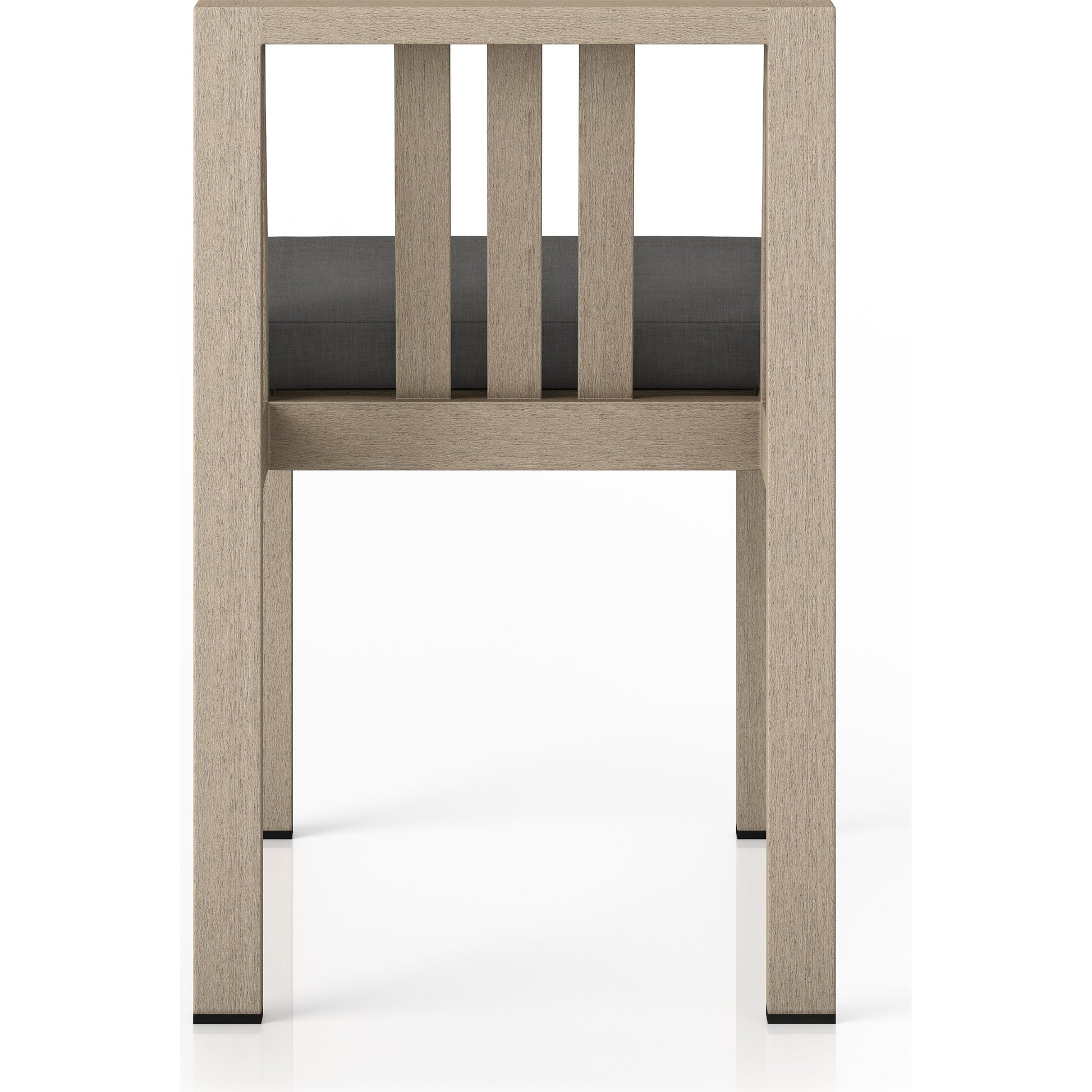 Monterey Outdoor Dining Chair by Four Hands in washed brown. Made from 100% olefin, solid fsc®-certified teak, 91% polyurethane foam pad, 9% polyester fiber batting in a modern style.