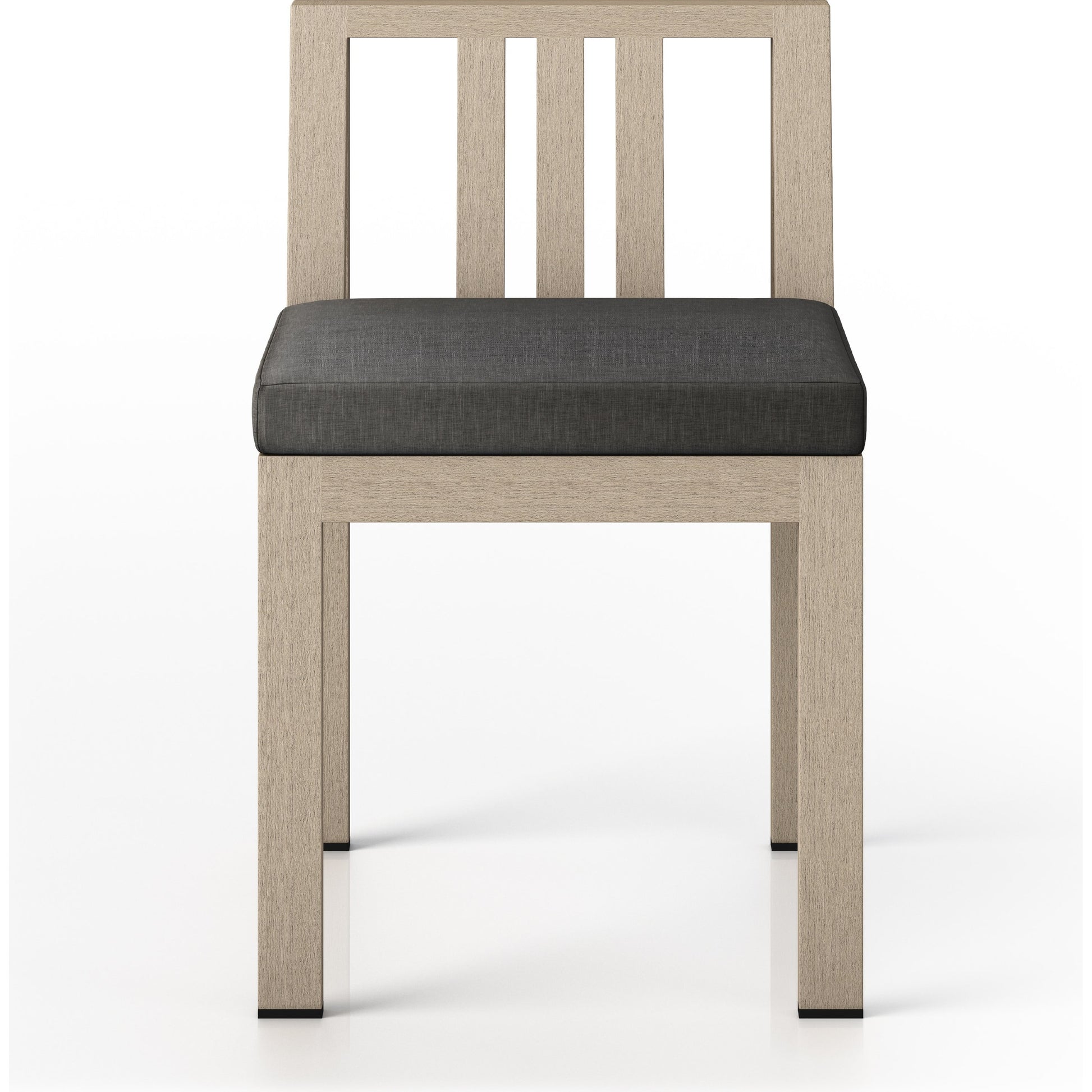 Monterey Outdoor Dining Chair by Four Hands in washed brown. Made from 100% olefin, solid fsc®-certified teak, 91% polyurethane foam pad, 9% polyester fiber batting in a modern style.