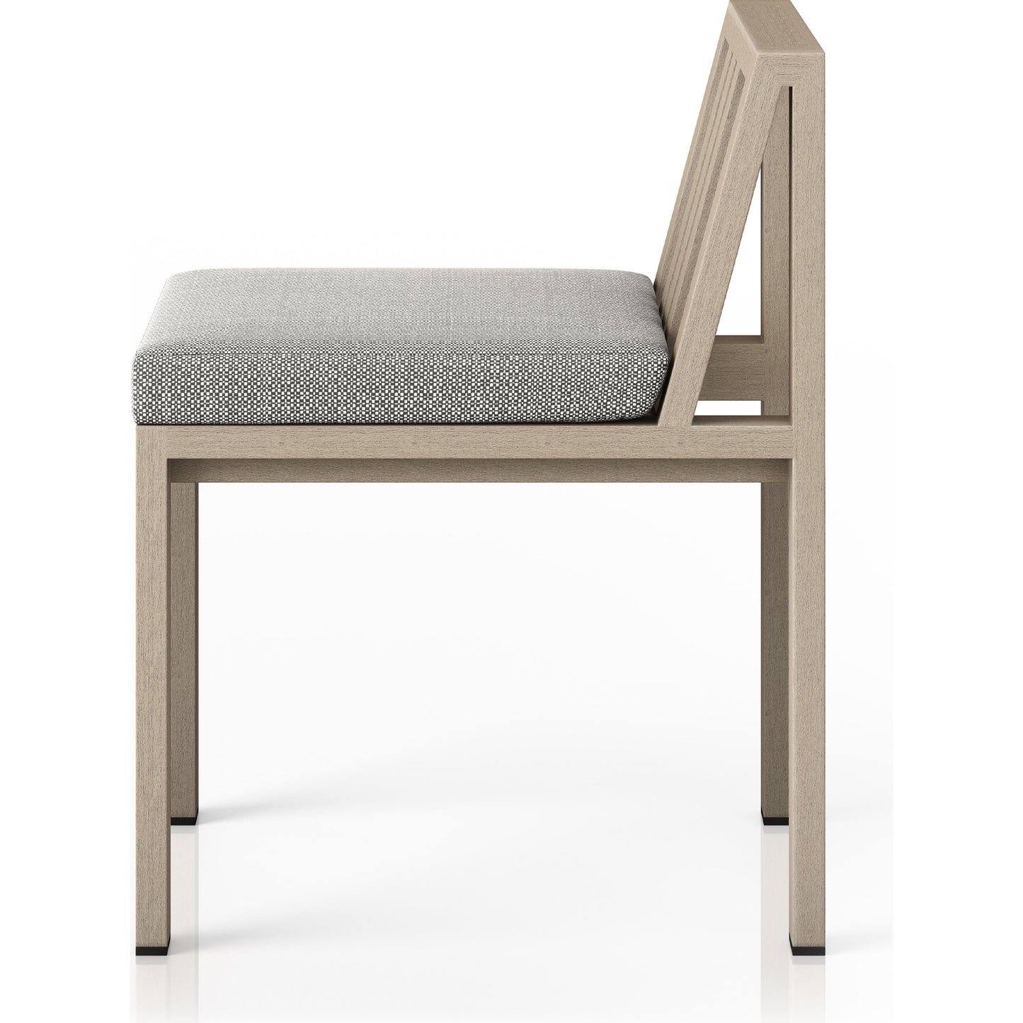 006 SI-1799880 | Additional Silo | Monterey Outdoor Dining Chair by Four Hands in washed brown. Made from 100% olefin, solid fsc®-certified teak, 91% polyurethane foam pad, 9% polyester fiber batting in a modern style.