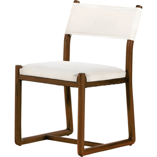 Bilson Outdoor Dining Chair by Four Hands in lorel ivory, natural teak. Made from 100% polyester, solid fsc®-certified teak in a transitional style.