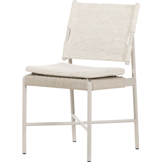Miller Outdoor Dining Chair by Four Hands. Made from 100% olefin, aluminum, 100% polypropylene in a coastal style.