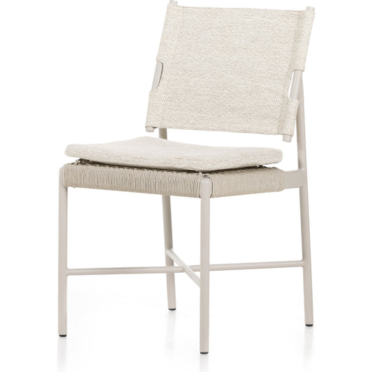 Miller Outdoor Dining Chair by Four Hands. Made from 100% olefin, aluminum, 100% polypropylene in a coastal style.