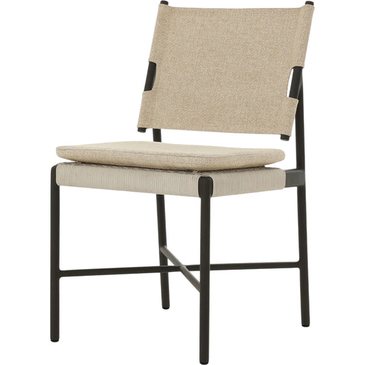 Miller Outdoor Dining Chair by Four Hands. Made from 100% olefin, aluminum, 100% polypropylene in a coastal style.
