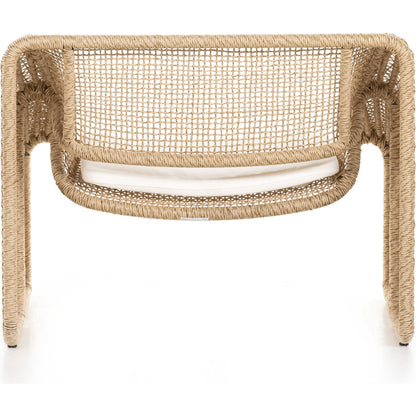 Selma Outdoor Chair by Four Hands. Made from 100% olefin, 100% polyethylene, 91% polyurethane foam pad, 9% polyester fiber batting in a coastal style.
