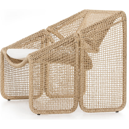 Selma Outdoor Chair by Four Hands. Made from 100% olefin, 100% polyethylene, 91% polyurethane foam pad, 9% polyester fiber batting in a coastal style.