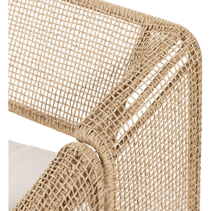 Selma Outdoor Chair by Four Hands. Made from 100% olefin, 100% polyethylene, 91% polyurethane foam pad, 9% polyester fiber batting in a coastal style.