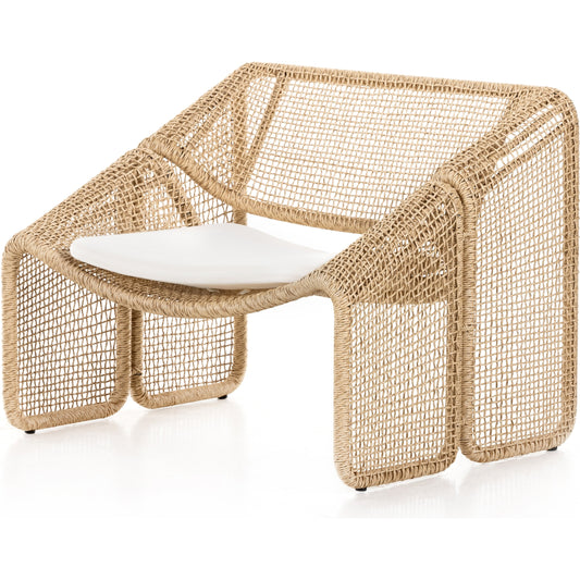 Selma Outdoor Chair by Four Hands. Made from 100% olefin, 100% polyethylene, 91% polyurethane foam pad, 9% polyester fiber batting in a coastal style.