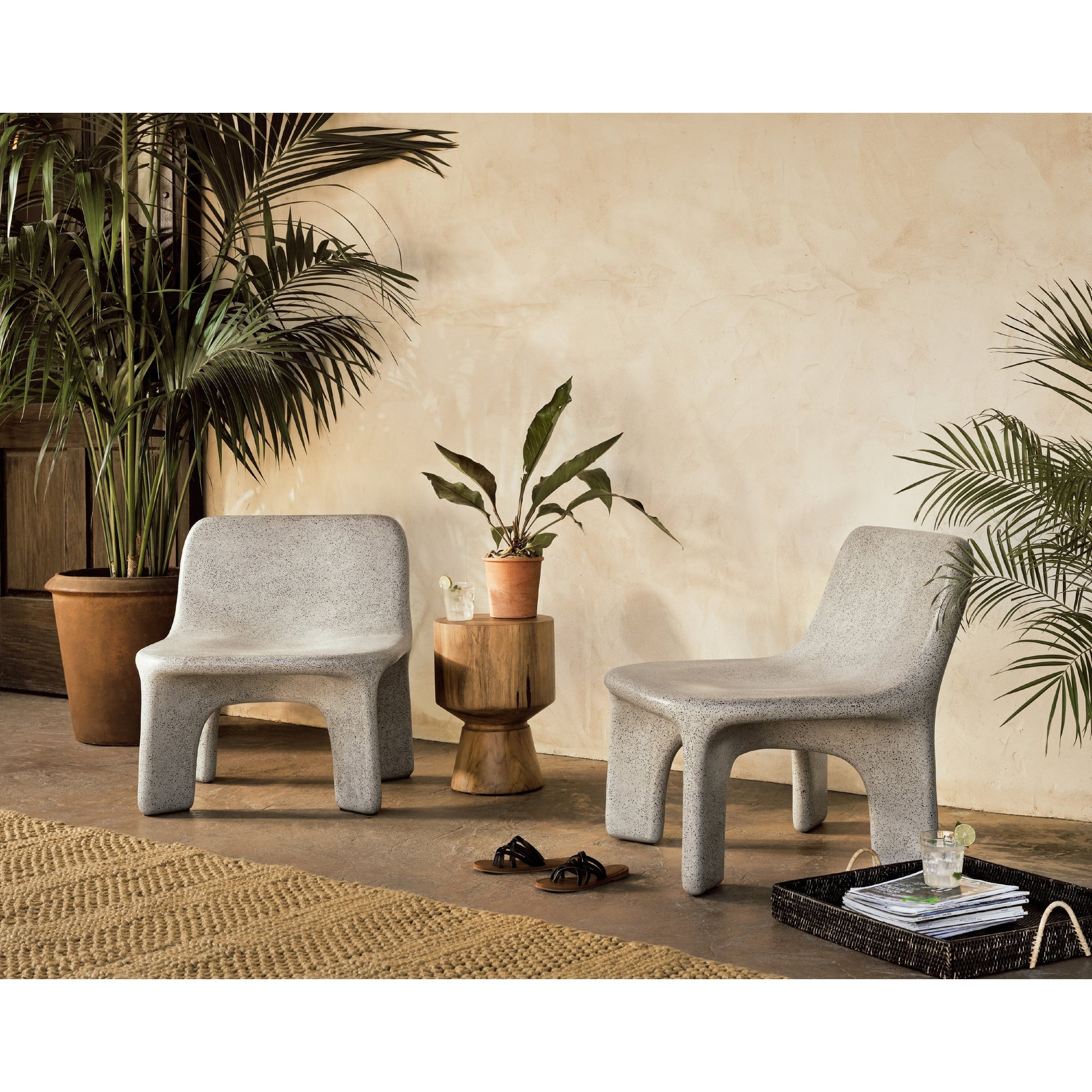 Jovie Outdoor End Table by Four Hands. Made from solid teak in a modern style.