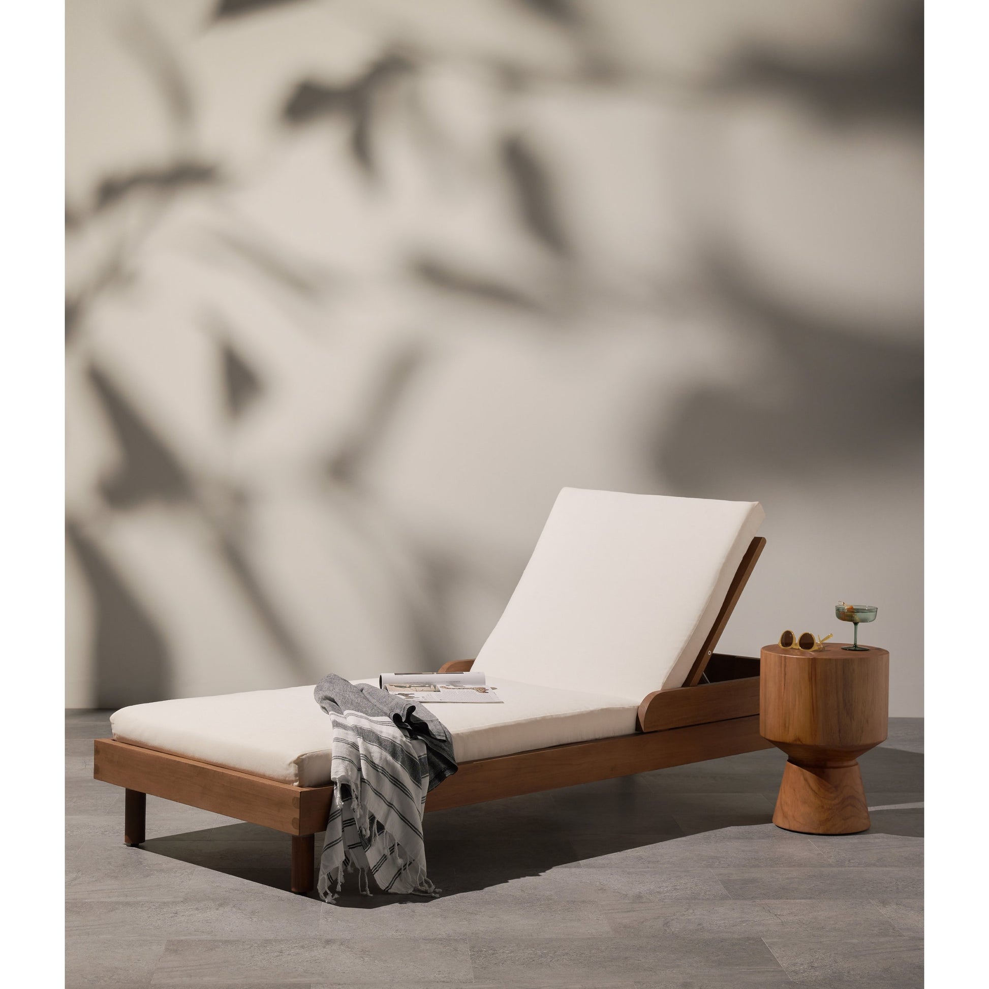Jovie Outdoor End Table by Four Hands. Made from solid teak in a modern style.