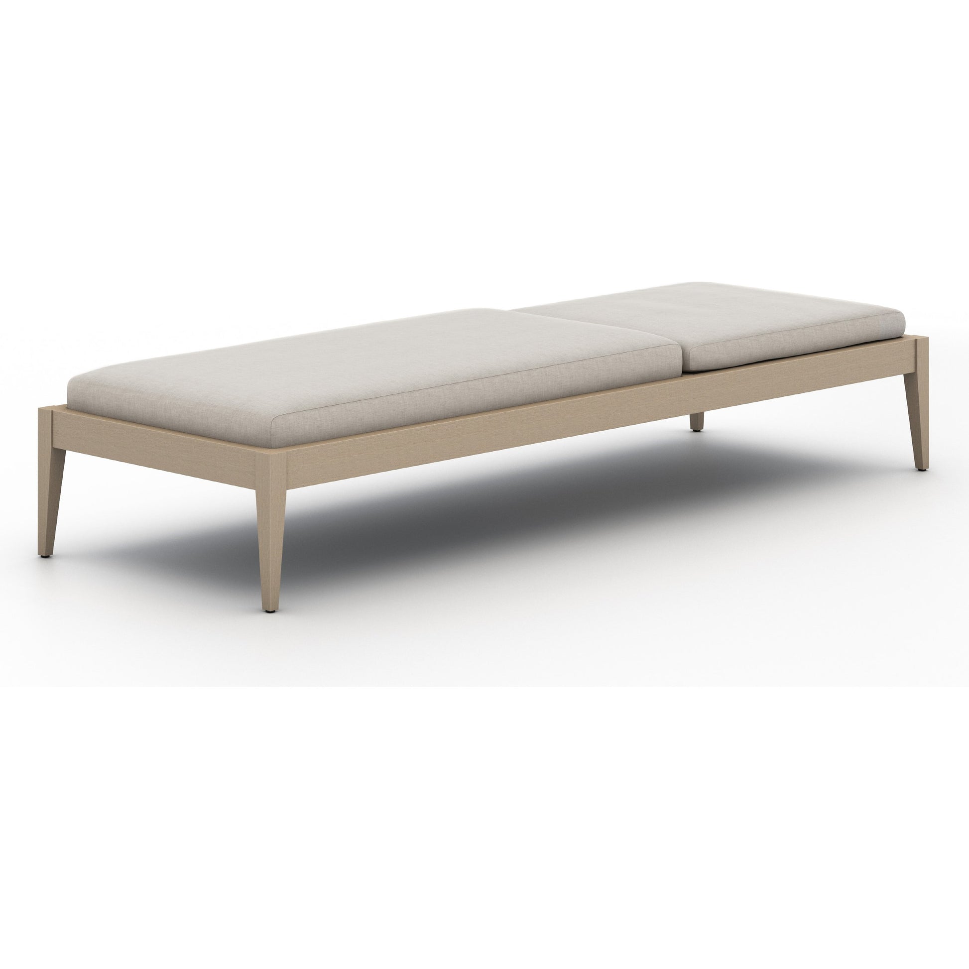 Sherwood Outdoor Chaise by Four Hands. Made from 100% olefin, solid fsc®-certified teak, 100% polypropylene in a coastal style.