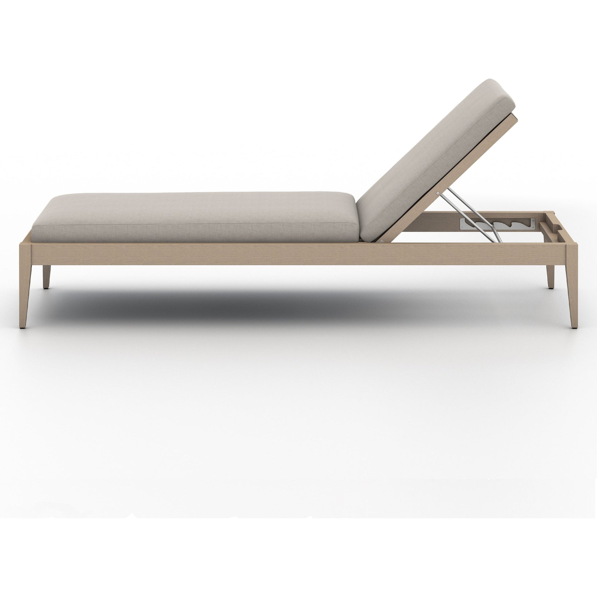 Sherwood Outdoor Chaise by Four Hands. Made from 100% olefin, solid fsc®-certified teak, 100% polypropylene in a coastal style.