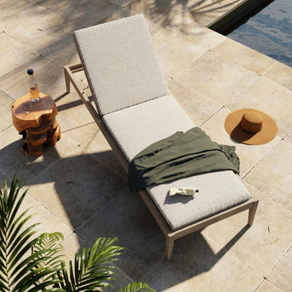 Sherwood Outdoor Chaise by Four Hands. Made from 100% olefin, solid fsc®-certified teak, 100% polypropylene in a coastal style.