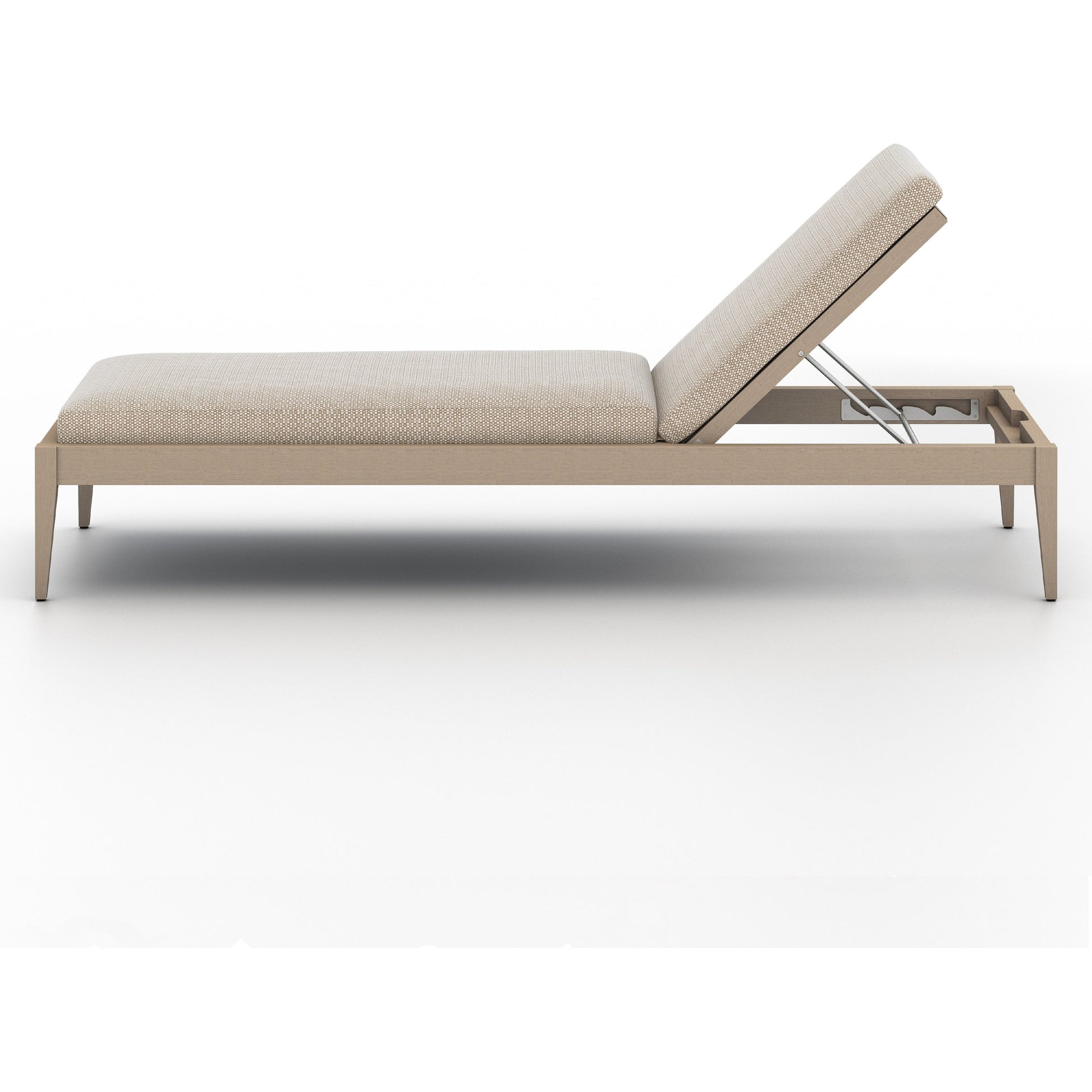 Sherwood Outdoor Chaise by Four Hands. Made from 100% olefin, solid fsc®-certified teak, 100% polypropylene in a coastal style.