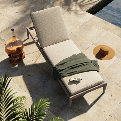 Sherwood Outdoor Chaise by Four Hands. Made from 100% olefin, solid fsc®-certified teak, 100% polypropylene in a coastal style.