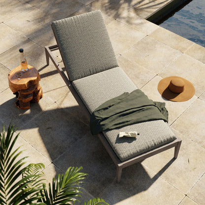 Sherwood Outdoor Chaise by Four Hands. Made from 100% olefin, solid fsc®-certified teak, 100% polypropylene in a coastal style.