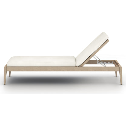 Sherwood Outdoor Chaise by Four Hands. Made from 100% olefin, solid fsc®-certified teak, 100% polypropylene in a coastal style.