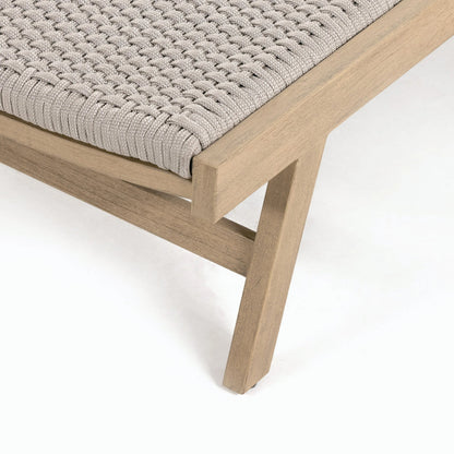 Delano Outdoor Chaise by Four Hands. Made from solid fsc®-certified teak, 100% polypropylene, stainless steel in a coastal style.
