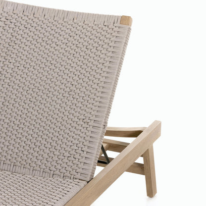Delano Outdoor Chaise by Four Hands. Made from solid fsc®-certified teak, 100% polypropylene, stainless steel in a coastal style.