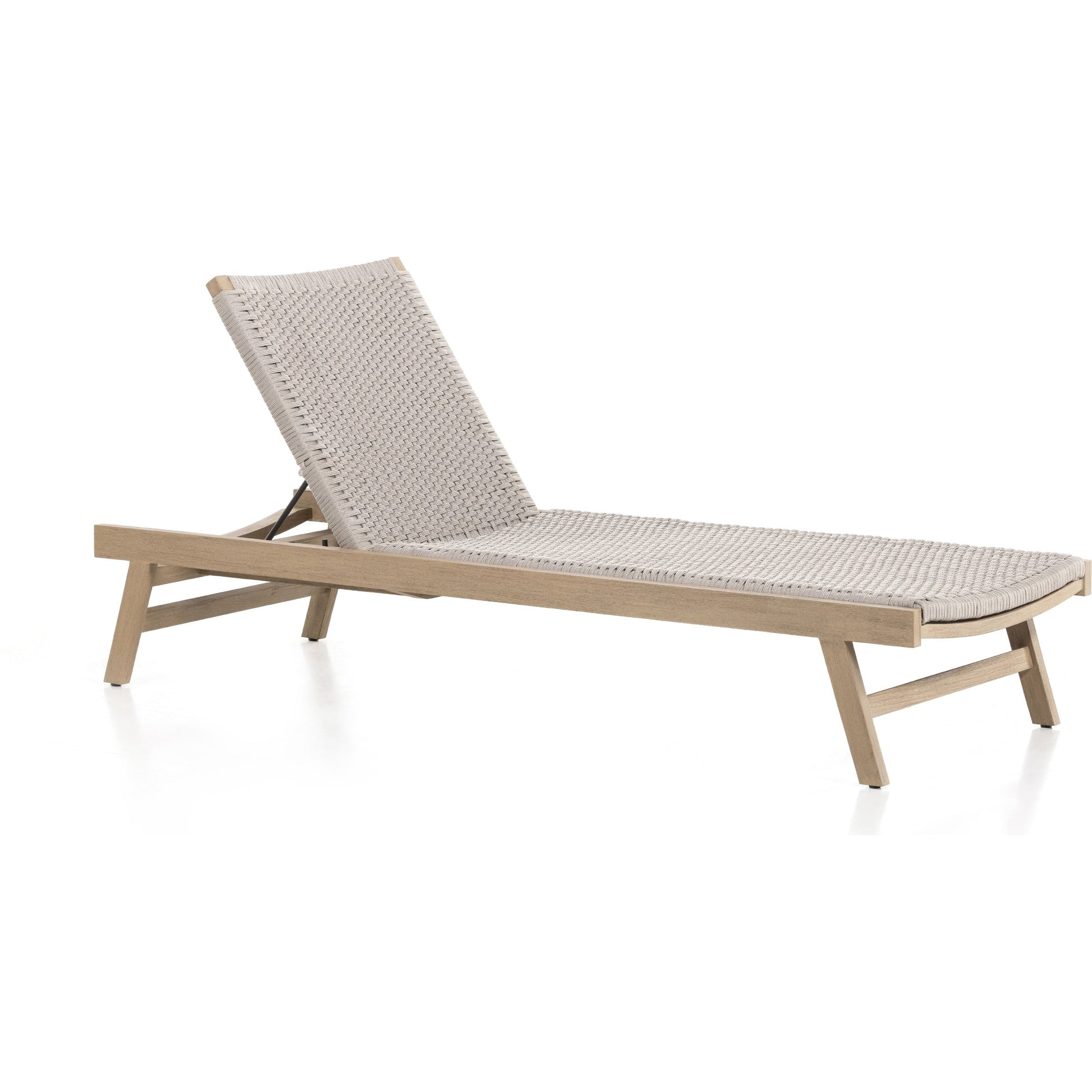 Delano Outdoor Chaise by Four Hands. Made from solid fsc®-certified teak, 100% polypropylene, stainless steel in a coastal style.