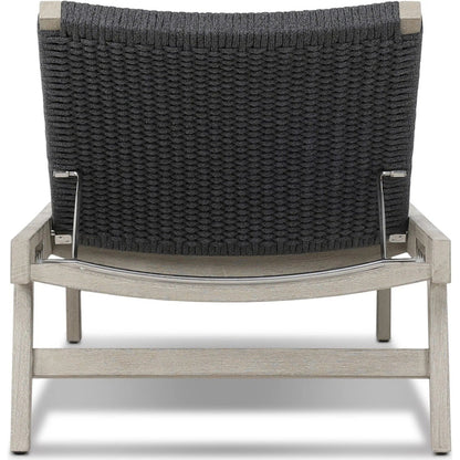 Delano Outdoor Chaise by Four Hands. Made from solid fsc®-certified teak, 100% polypropylene, stainless steel in a coastal style.