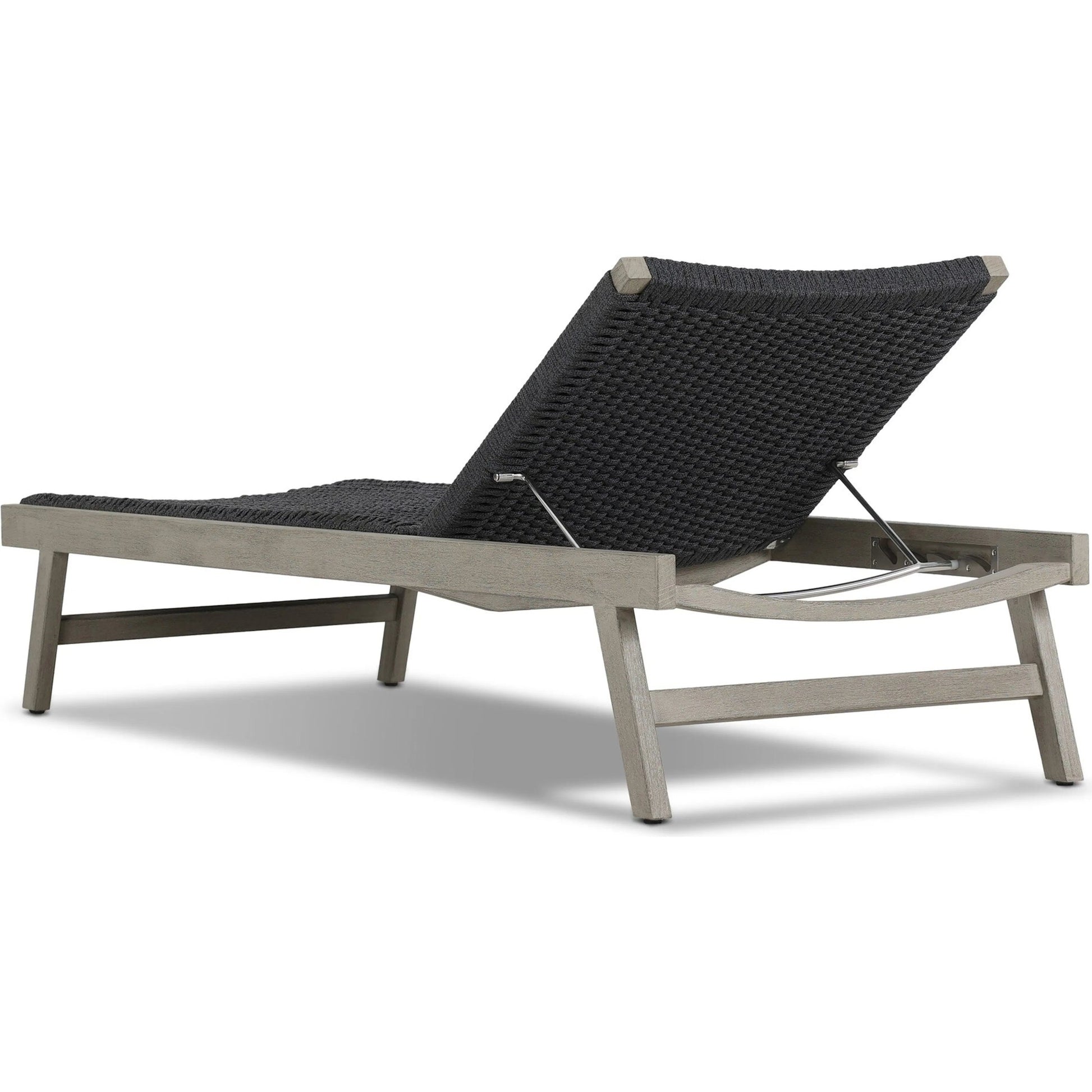 Delano Outdoor Chaise by Four Hands. Made from solid fsc®-certified teak, 100% polypropylene, stainless steel in a coastal style.