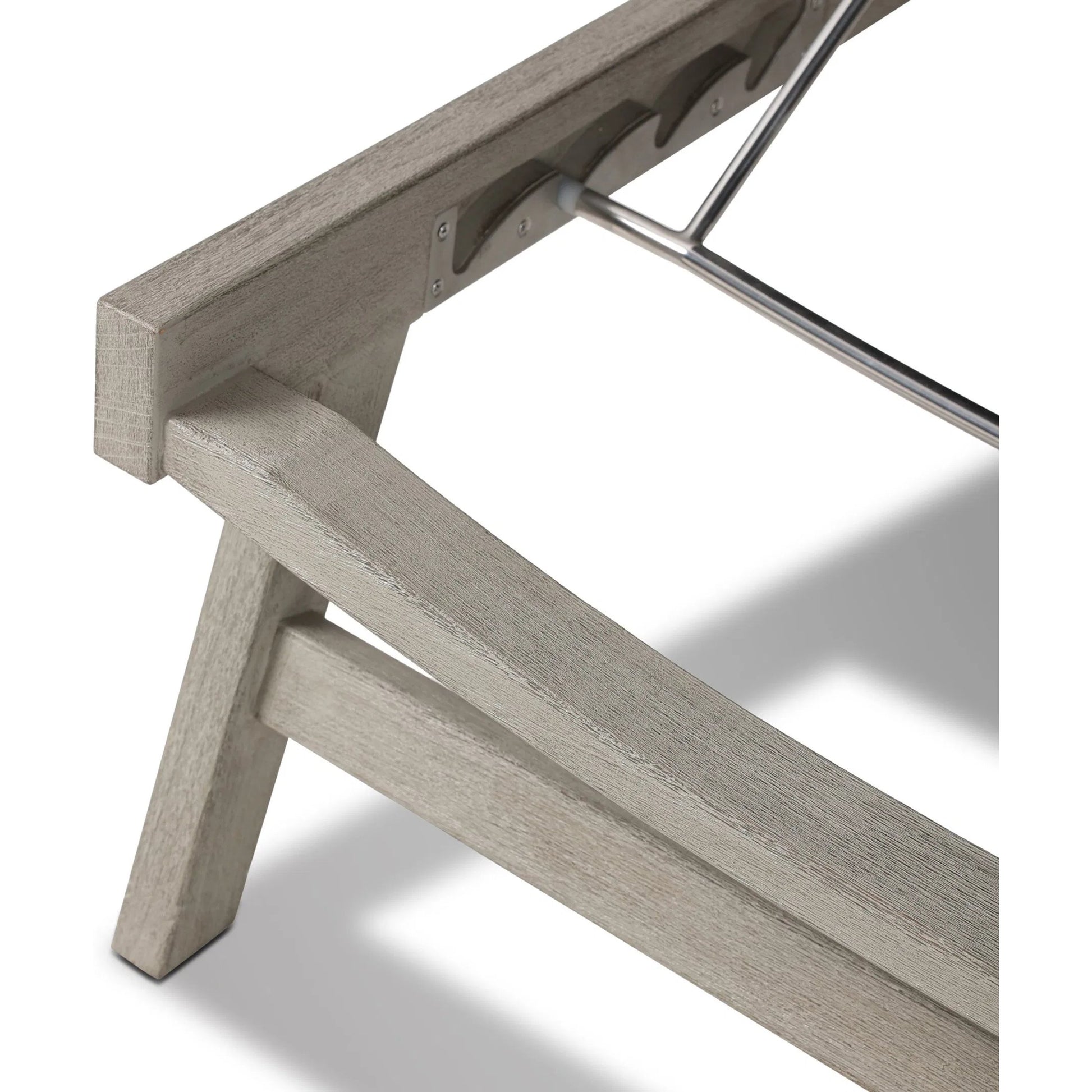 Delano Outdoor Chaise by Four Hands. Made from solid fsc®-certified teak, 100% polypropylene, stainless steel in a coastal style.