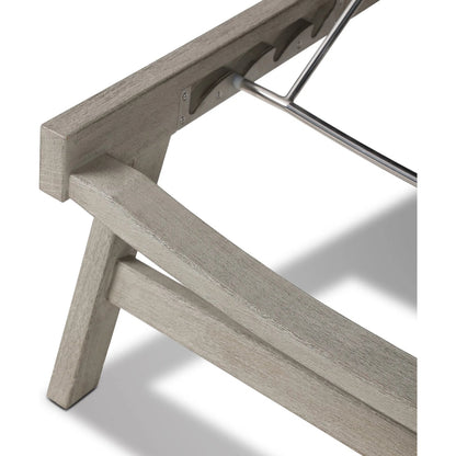 Delano Outdoor Chaise by Four Hands. Made from solid fsc®-certified teak, 100% polypropylene, stainless steel in a coastal style.