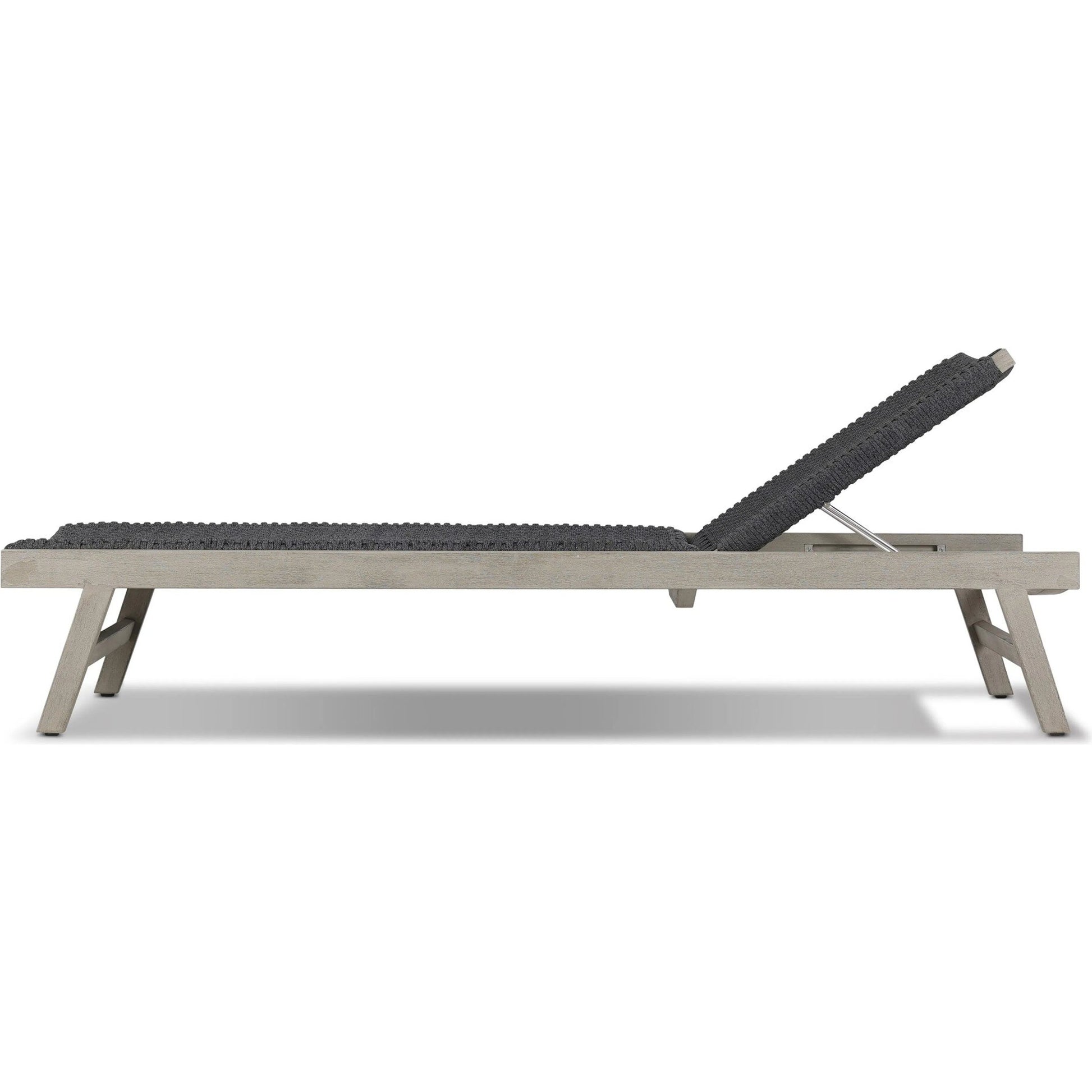 Delano Outdoor Chaise by Four Hands. Made from solid fsc®-certified teak, 100% polypropylene, stainless steel in a coastal style.