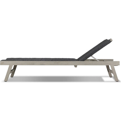 Delano Outdoor Chaise by Four Hands. Made from solid fsc®-certified teak, 100% polypropylene, stainless steel in a coastal style.