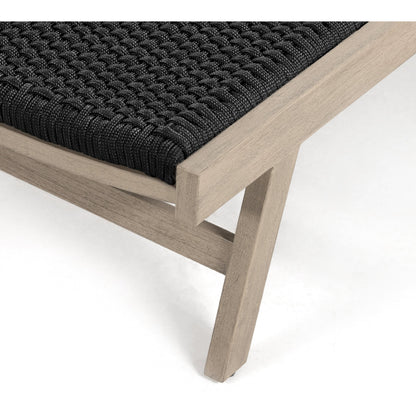 Delano Outdoor Chaise by Four Hands. Made from solid fsc®-certified teak, 100% polypropylene, stainless steel in a coastal style.