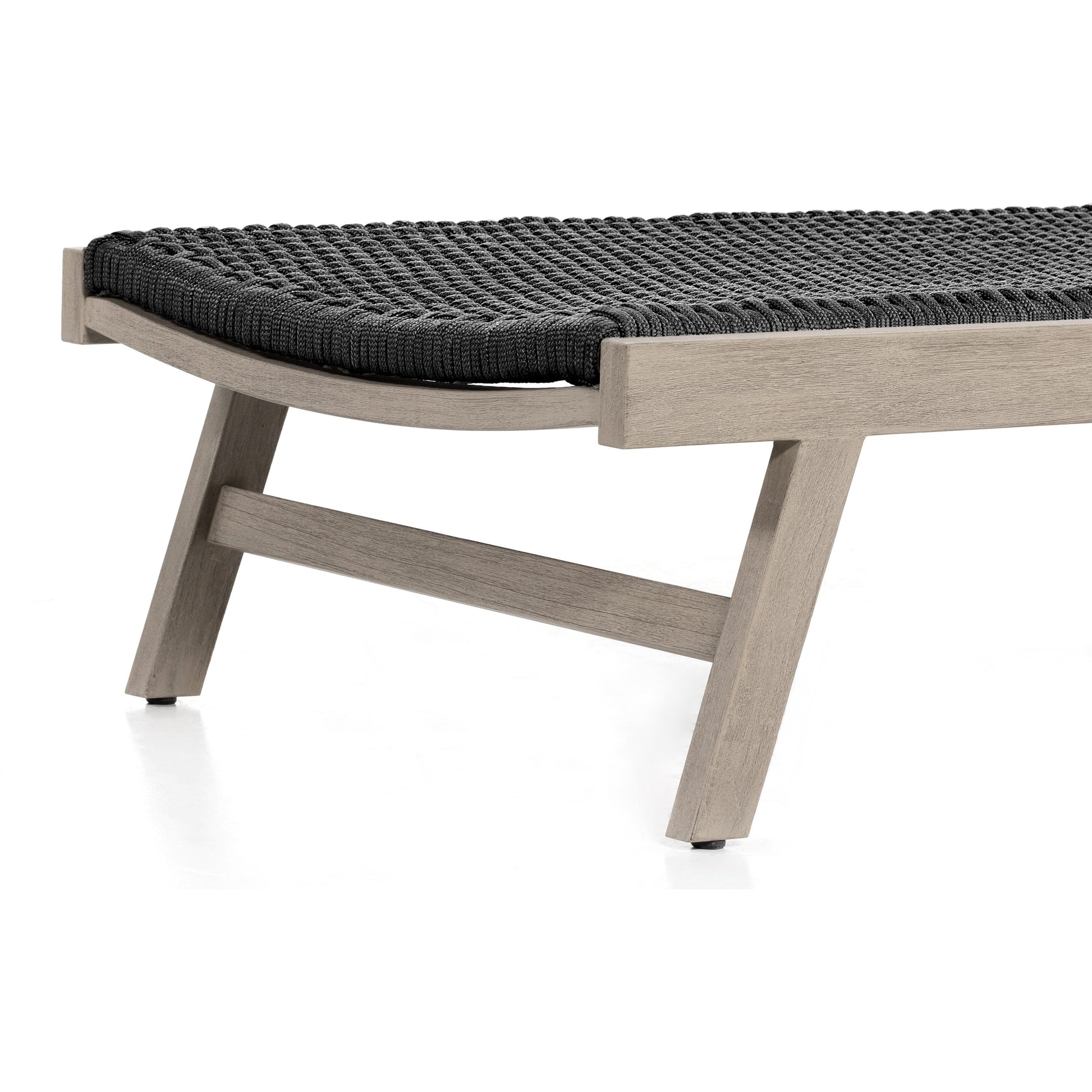 Delano Outdoor Chaise by Four Hands. Made from solid fsc®-certified teak, 100% polypropylene, stainless steel in a coastal style.