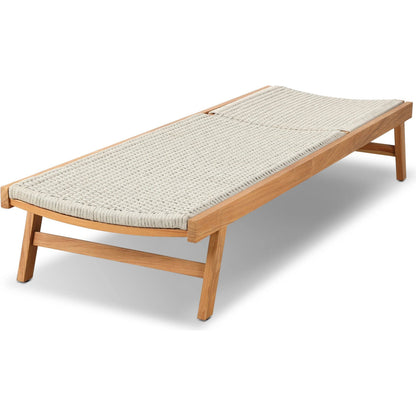 Delano Outdoor Chaise by Four Hands. Made from solid fsc®-certified teak, 100% polypropylene, stainless steel in a coastal style.
