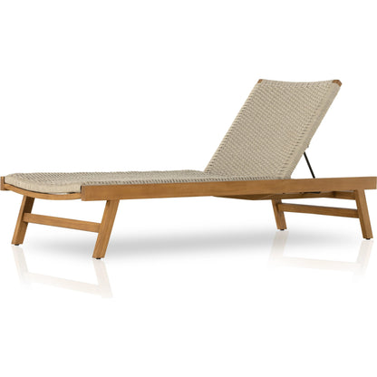 Delano Outdoor Chaise by Four Hands. Made from solid fsc®-certified teak, 100% polypropylene, stainless steel in a coastal style.