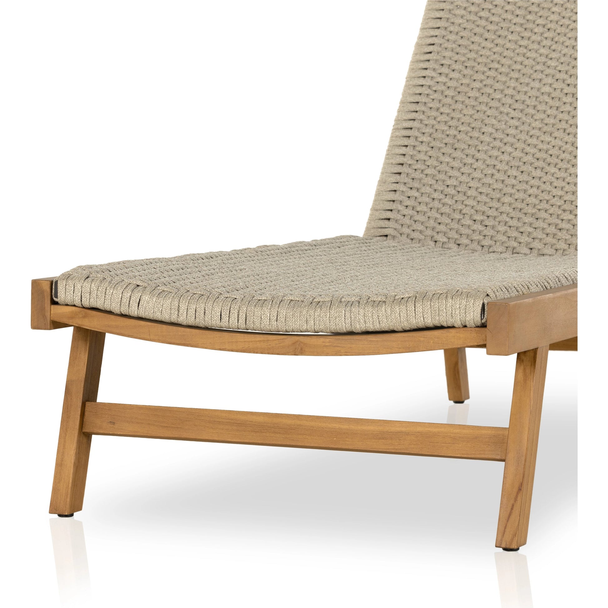 Delano Outdoor Chaise by Four Hands. Made from solid fsc®-certified teak, 100% polypropylene, stainless steel in a coastal style.