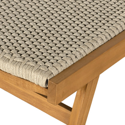 Delano Outdoor Chaise by Four Hands. Made from solid fsc®-certified teak, 100% polypropylene, stainless steel in a coastal style.