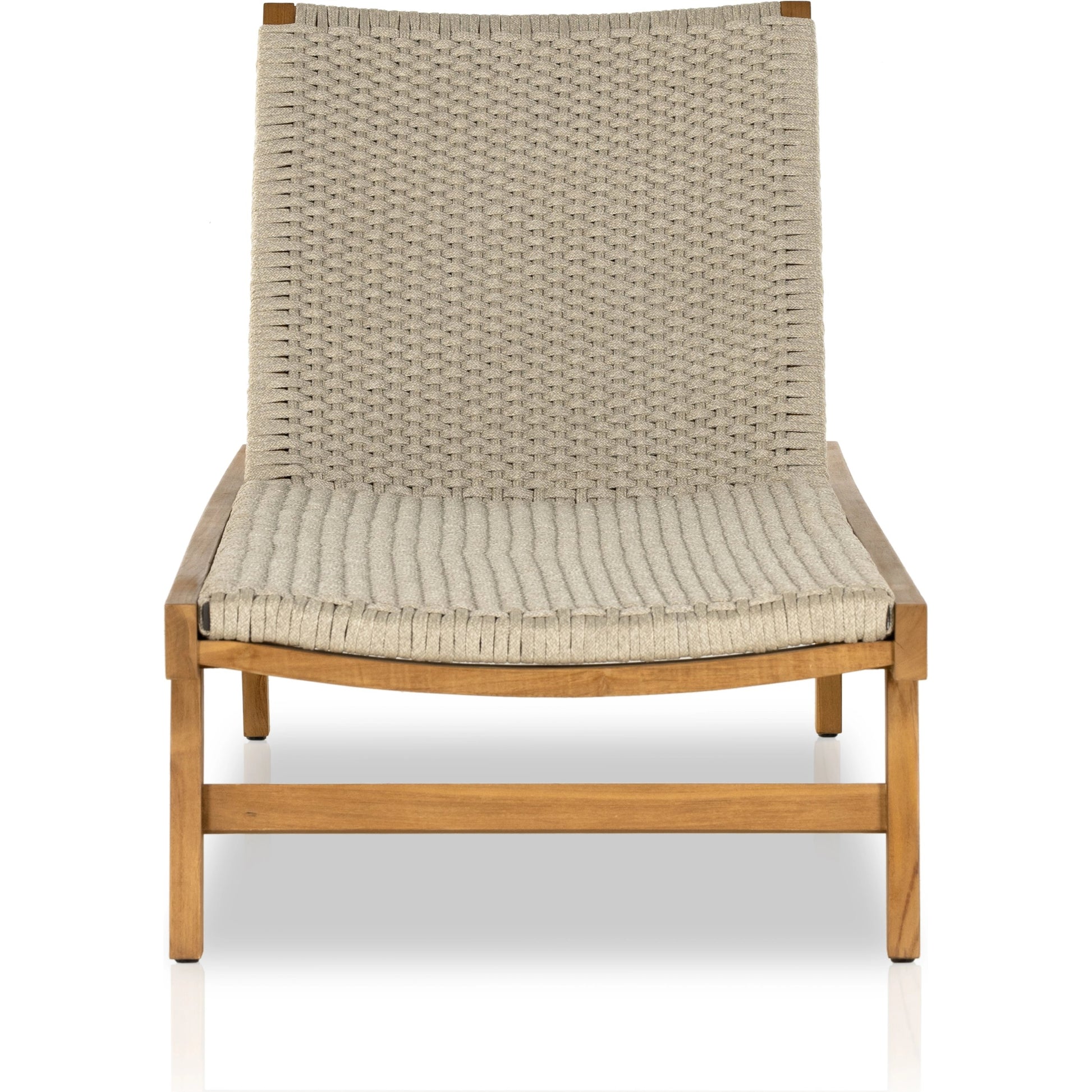 Delano Outdoor Chaise by Four Hands. Made from solid fsc®-certified teak, 100% polypropylene, stainless steel in a coastal style.