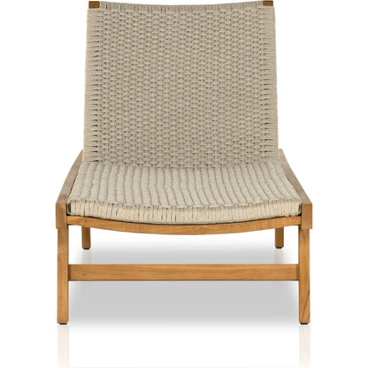 Delano Outdoor Chaise by Four Hands. Made from solid fsc®-certified teak, 100% polypropylene, stainless steel in a coastal style.