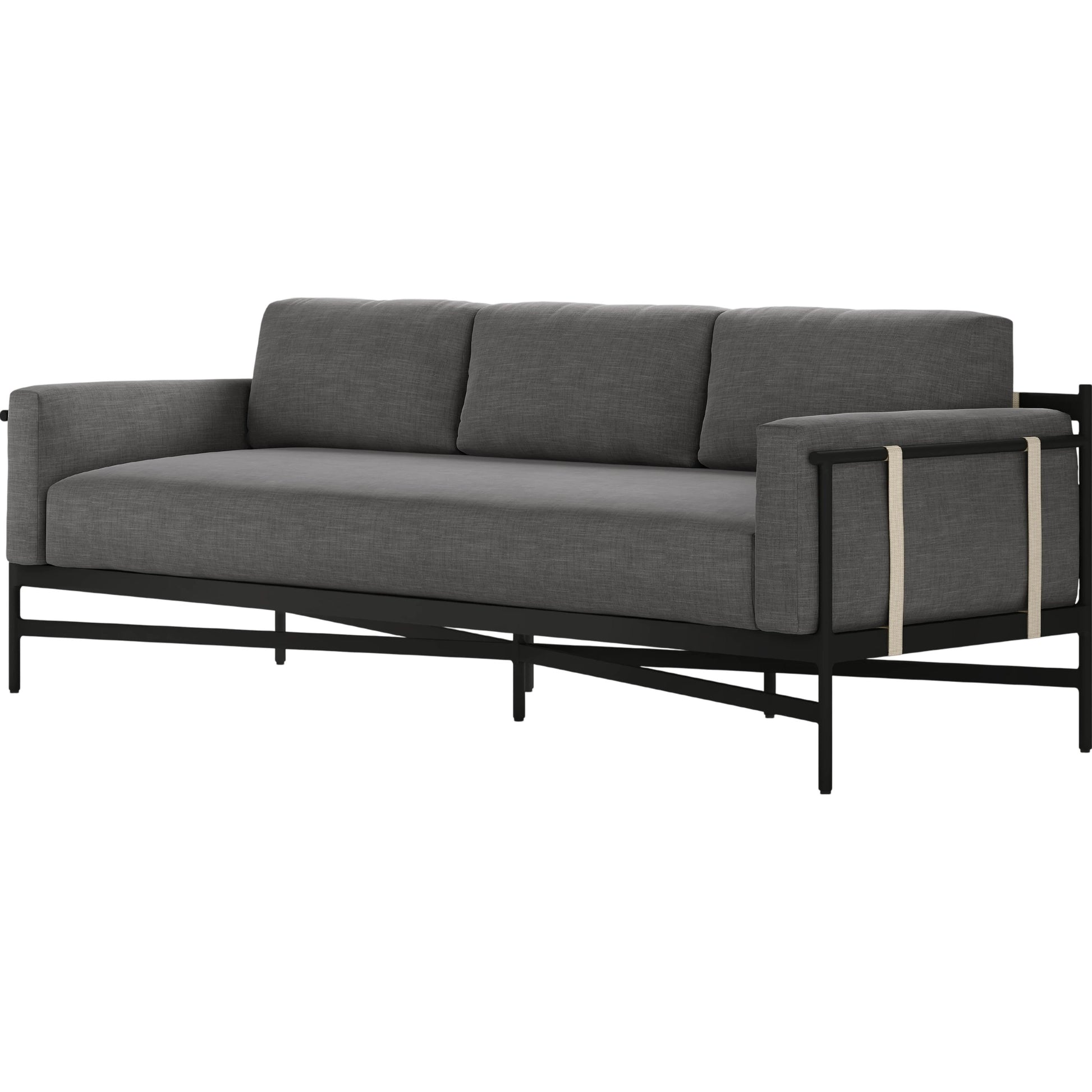 Hearst 99" Outdoor Sofa by Four Hands in bronze. Made from 100% olefin, aluminum, 100% polypropylene in a modern style.