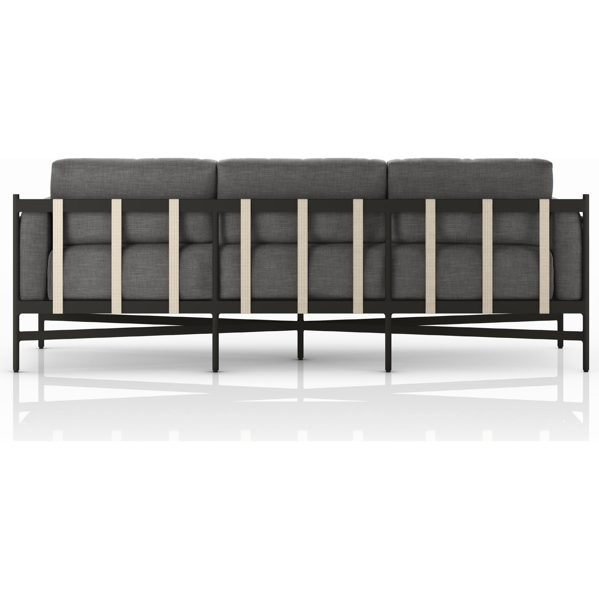 Hearst 99" Outdoor Sofa by Four Hands in bronze. Made from 100% olefin, aluminum, 100% polypropylene in a modern style.