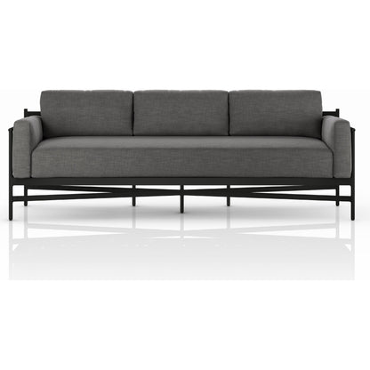 Hearst 99" Outdoor Sofa by Four Hands in bronze. Made from 100% olefin, aluminum, 100% polypropylene in a modern style.