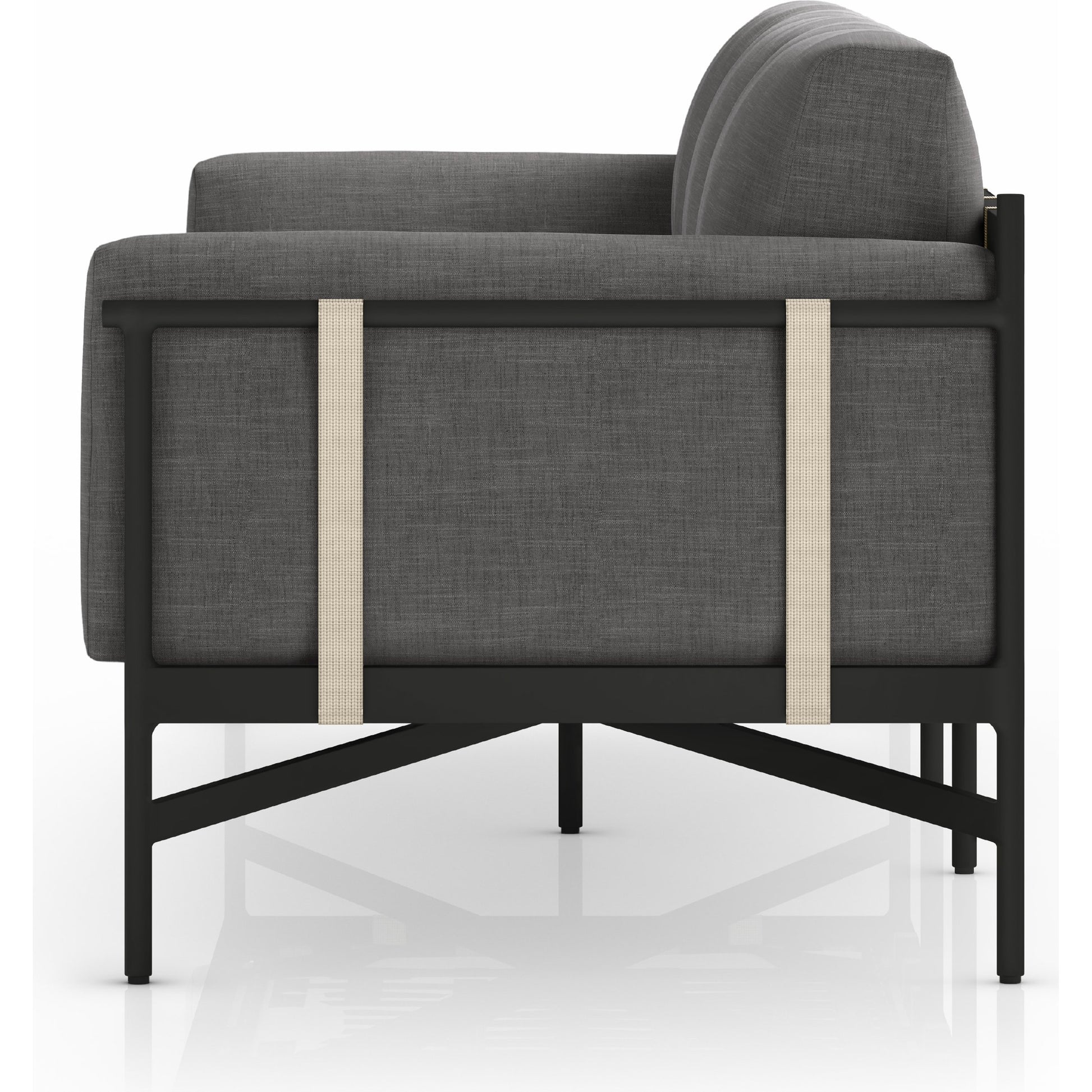 Hearst 99" Outdoor Sofa by Four Hands in bronze. Made from 100% olefin, aluminum, 100% polypropylene in a modern style.