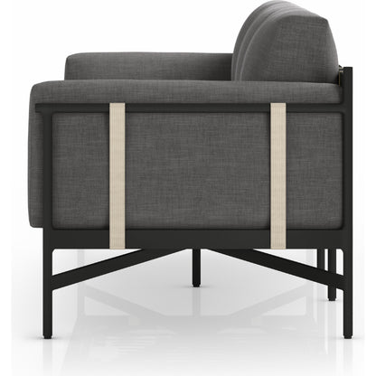 Hearst 99" Outdoor Sofa by Four Hands in bronze. Made from 100% olefin, aluminum, 100% polypropylene in a modern style.