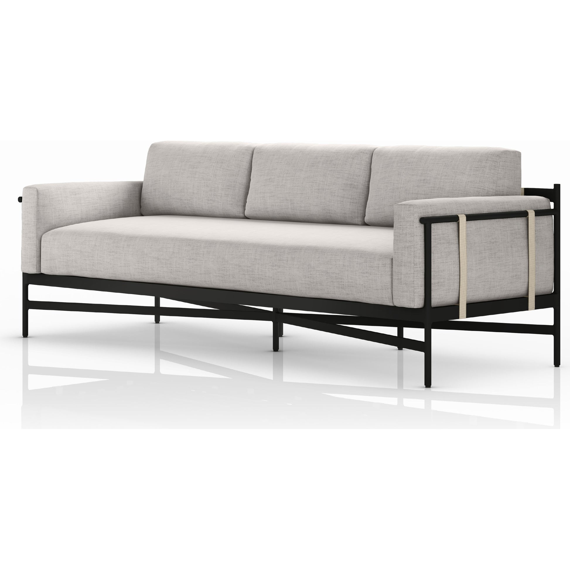 Hearst 99" Outdoor Sofa by Four Hands in bronze. Made from 100% olefin, aluminum, 100% polypropylene in a modern style.