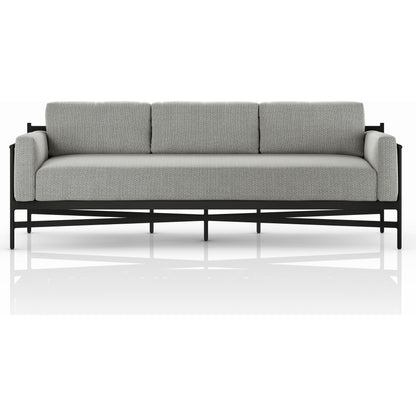 Hearst 99" Outdoor Sofa by Four Hands in bronze. Made from 100% olefin, aluminum, 100% polypropylene in a modern style.